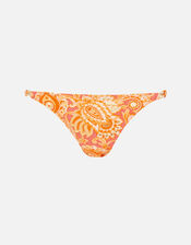Paisley Foil Ring Trim Bikini Bottoms , Orange (RUST), large