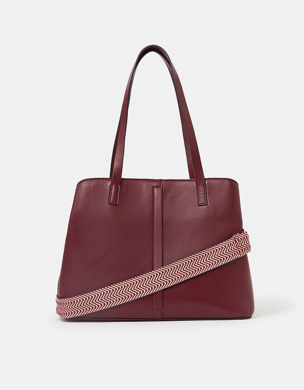 Webbing Strap Shoulder Bag , Red (BURGUNDY), large