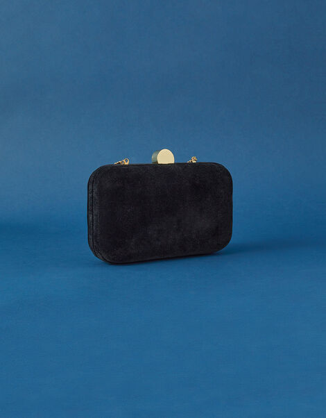 Velvet Hardcase Clutch Bag Black, Black (BLACK), large