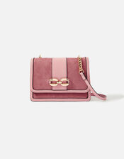 Suedette Chain Cross-Body Bag, Pink (PINK), large