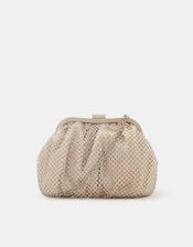 Sequin Clip Frame Clutch, Ivory (IVORY), large