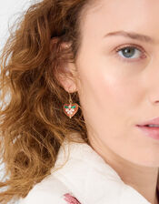 Heart Charm Drop Earrings, , large