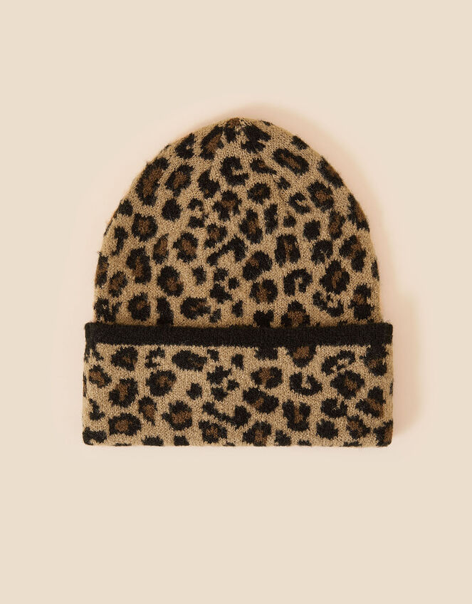 Leopard Print Beanie, , large