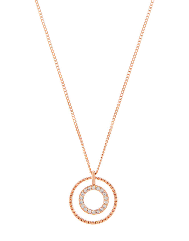 Rose Gold-Plated Sparkle Pendant Necklace, , large