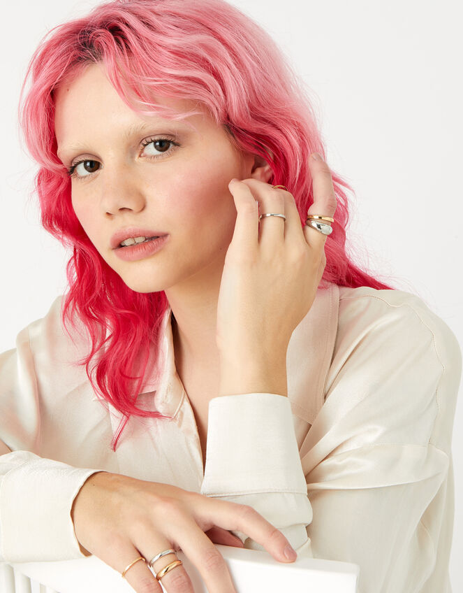Berry Blush Curved Edge Ring Set, Metalic (METALLICS), large