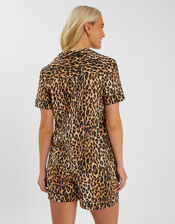 Leopard Print Short Pyjamas Set, Brown (BROWN), large