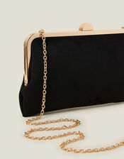 Suedette Clip Frame Clutch Bag, Black (BLACK), large