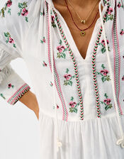 Floral Embroidered Maxi Dress, Ivory (IVORY), large