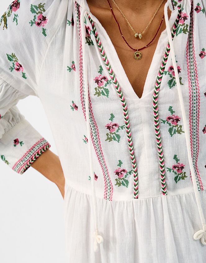 Floral Embroidered Maxi Dress, Ivory (IVORY), large