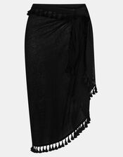 Tassel Trim Sarong, Black (BLACK), large