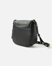 Studded Strap Leather Cross-Body Bag, Black (BLACK), large
