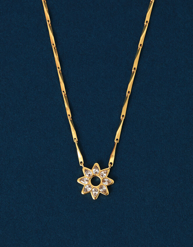 14ct Gold-Plated Teardrop Flower Pendant Necklace, , large