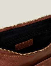 Leather Messenger Cross-Body Bag, Tan (TAN), large