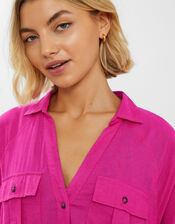 Long Sleeve Beach Cover Up Shirt, Pink (PINK), large