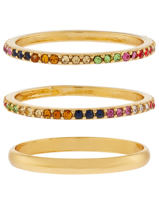 Rainbow Gem Stacking Ring Set, Multi (BRIGHTS-MULTI), large