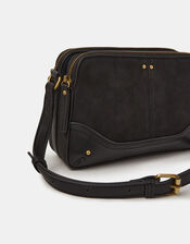 Double Zip Crossbody Bag, Black (BLACK), large