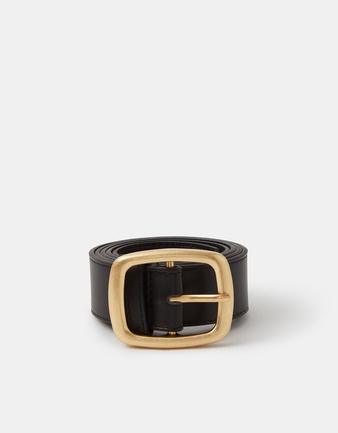 Square Buckle Belt, Black (BLACK), large