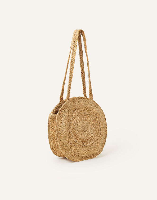 Shell Round Jute Shoulder Bag, , large
