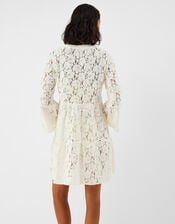 Lace Beach Cover Up Dress, White (WHITE), large