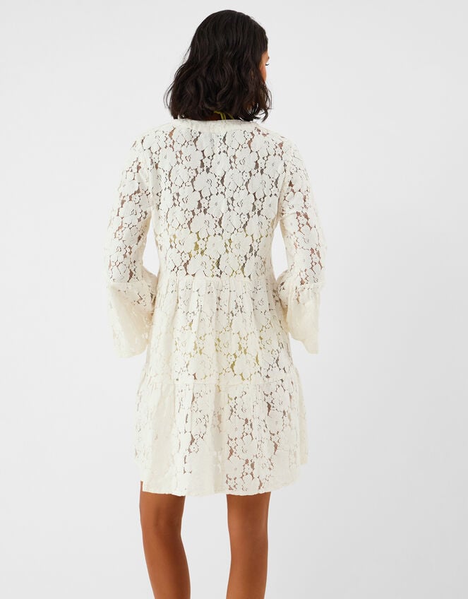 Lace Beach Cover Up Dress, White (WHITE), large