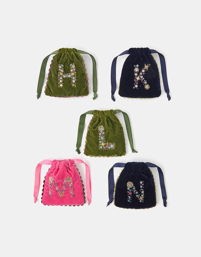 Initial Velvet Drawstring Pouch, Multi (MULTI), large