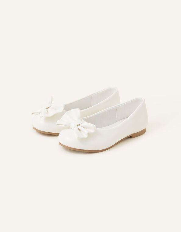 Girls Bow Ballerina Flats, Ivory (IVORY), large