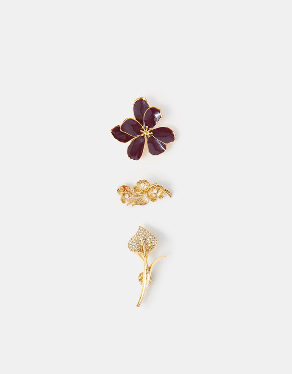 3-Pack Winter Flower Brooch Set, , large