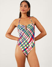 Abstract Leaf Bandeau Swimsuit, Multi (BRIGHTS-MULTI), large