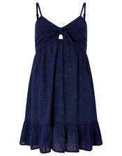 Tie Front Mini Dress, Blue (NAVY), large