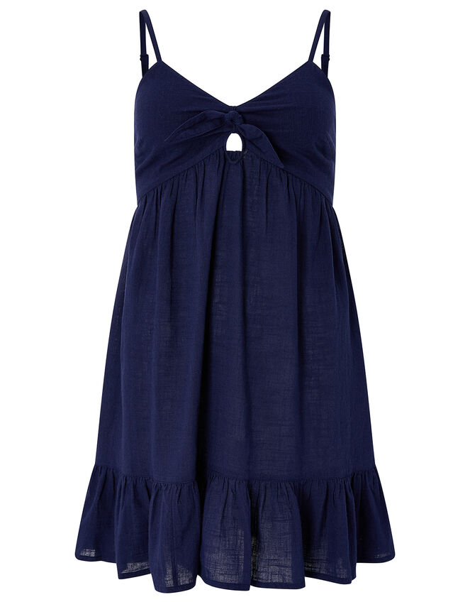 Tie Front Mini Dress, Blue (NAVY), large