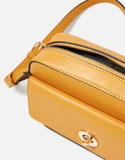 Boxy Twist-Lock Cross-Body Bag, Yellow (OCHRE), large