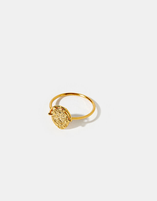 Gold-Plated Amulet Coin Ring, Gold (GOLD), large