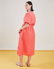 Gingham Puff Sleeve Wrap Dress, Multi (BRIGHTS-MULTI), large