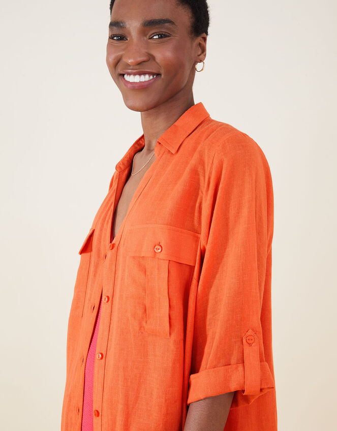 Long Sleeve Beach Shirt with LENZING&trade; ECOVERO&trade;, Orange (ORANGE), large