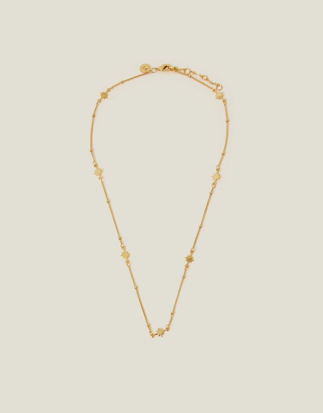 14ct Gold-Plated Star Station Necklace, , large