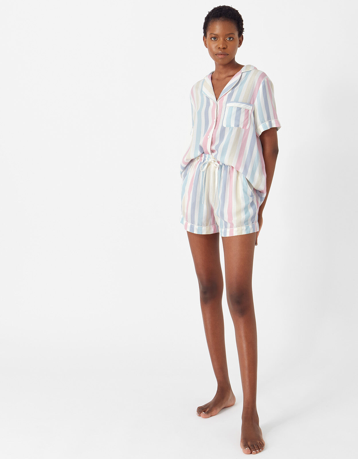 Stripe Button Down Pyjama Set Multi Nightwear Accessorize UK