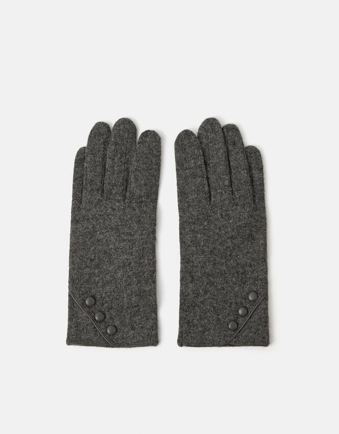 Plain Wool Gloves, Grey (GREY), large