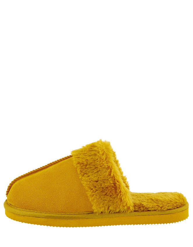 Suede Mule Slippers, Yellow (OCHRE), large