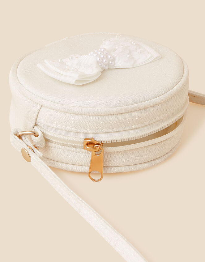Girls Glitter Bow Round Bag, , large