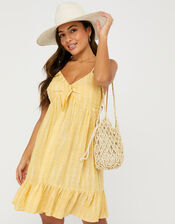 Tie Front Striped Dress, Yellow (YELLOW), large