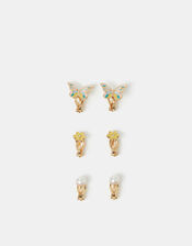 3-Pack Girls Butterfly Clip-On Earrings, , large