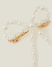 Mini Bow Pearl Barrette Clip, , large