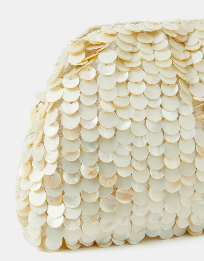 Pearl Shell Embellished Clutch Bag, , large