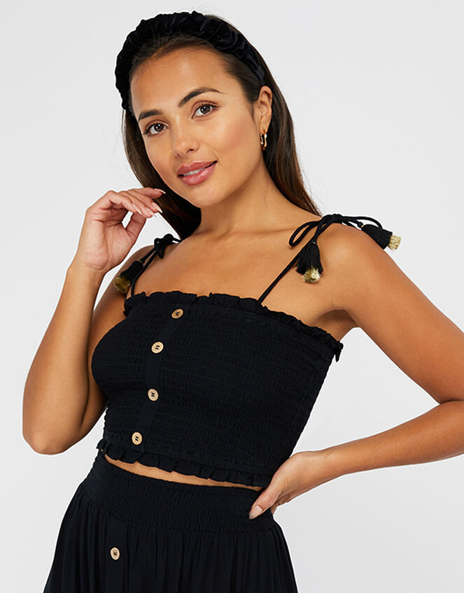 Charlotte Ruched Bandeau Top, Black (BLACK), large