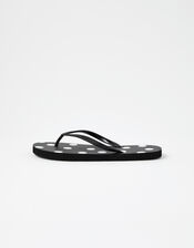 Spot Print Flip Flops , Black (BLACK), large