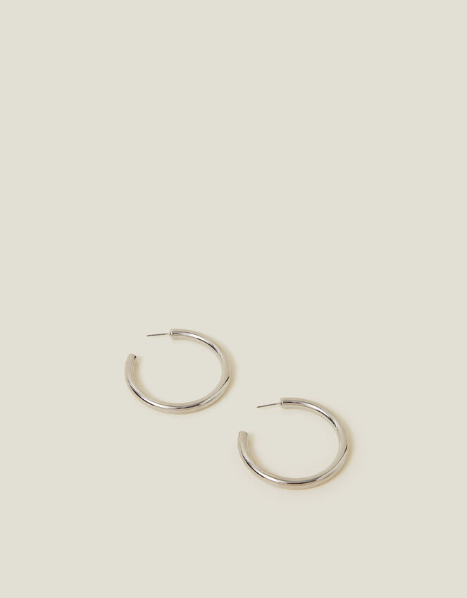 Large Chunky Hoops, Silver (SILVER), large