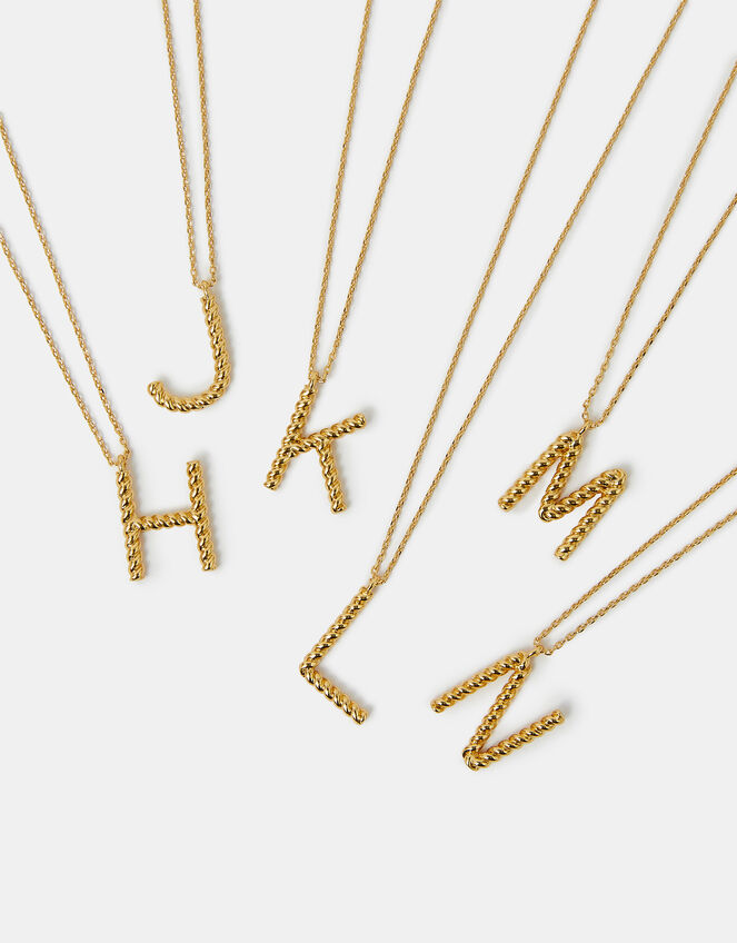 14ct Gold-Plated Twisted Initial Necklace, Gold (GOLD), large