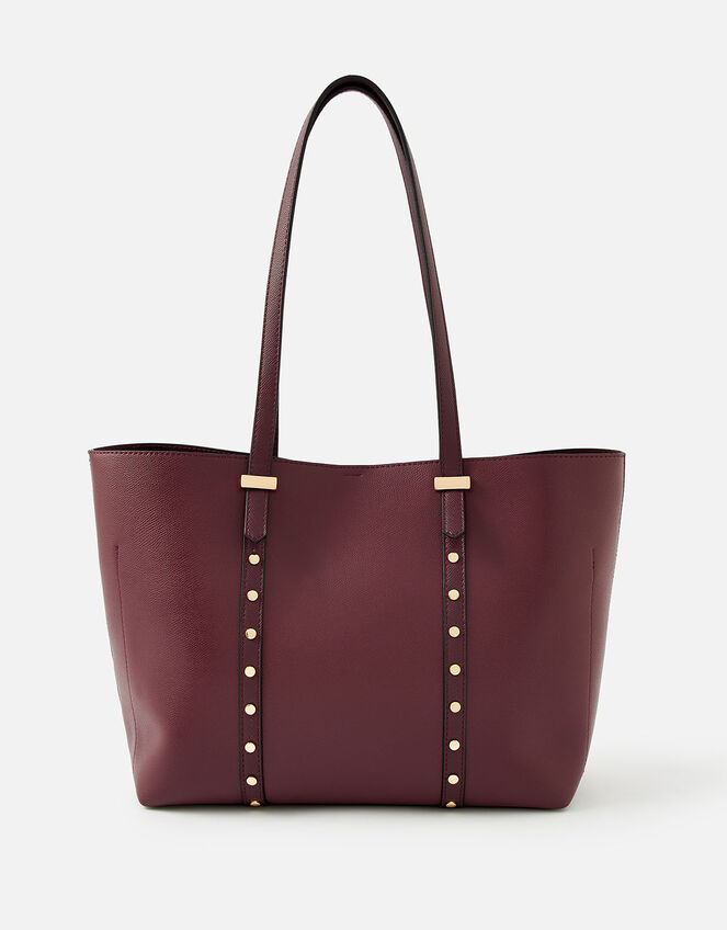 Ali Studded Tote Bag , Red (BURGUNDY), large