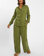 Embroidered Crinkle Shirt, Green (KHAKI), large