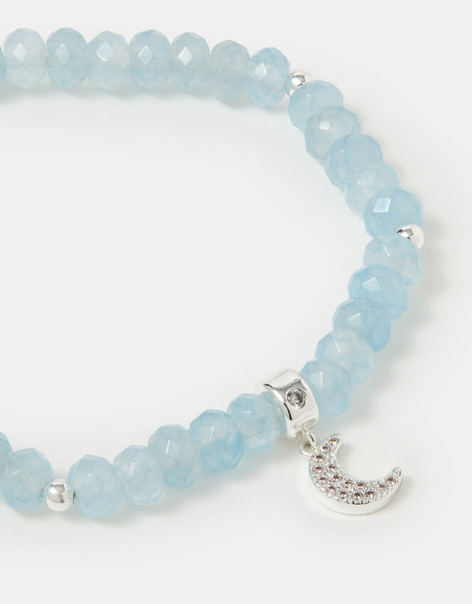 Sterling Silver-Plated Blue Quartz Beaded Bracelet, , large